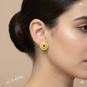Ruby Blossom Gold Stud Earrings Tops DN - 2706