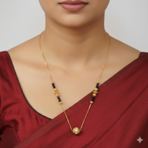Gold Mangalsutra with Classic Black Beads DN - 2626