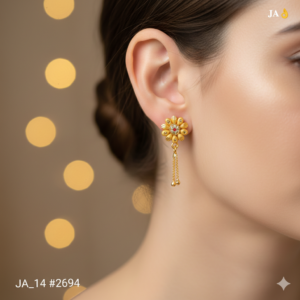 Golden Blossom Charm Drop Earrings DN - 2694