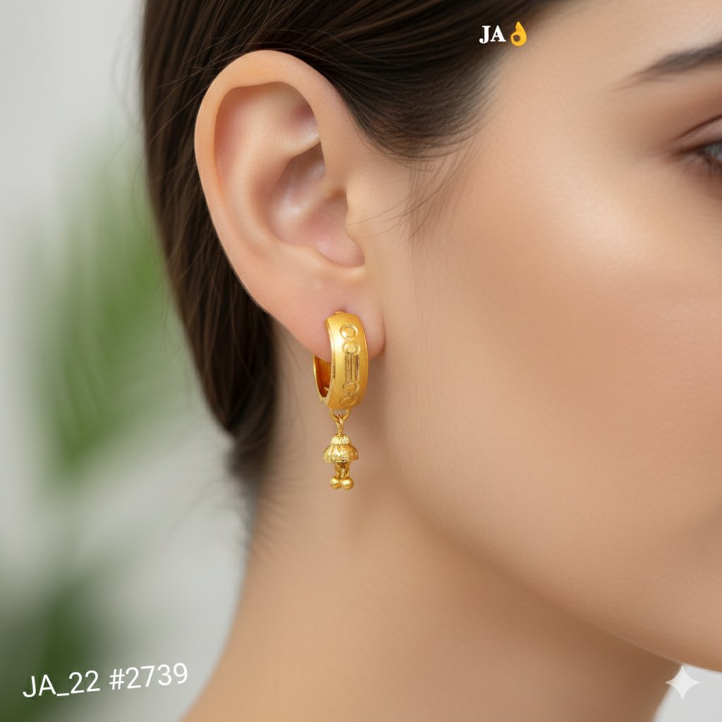 Golden Circle Line Jhumki Earrings  DN-2739