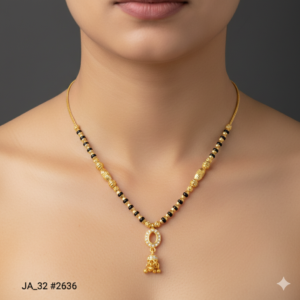 Gold Plated Black Beads Mangalsutra DN - 2636