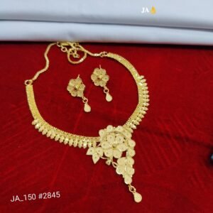 Royal Bloom Floral Gold Necklace Set with Earrings DN-2845