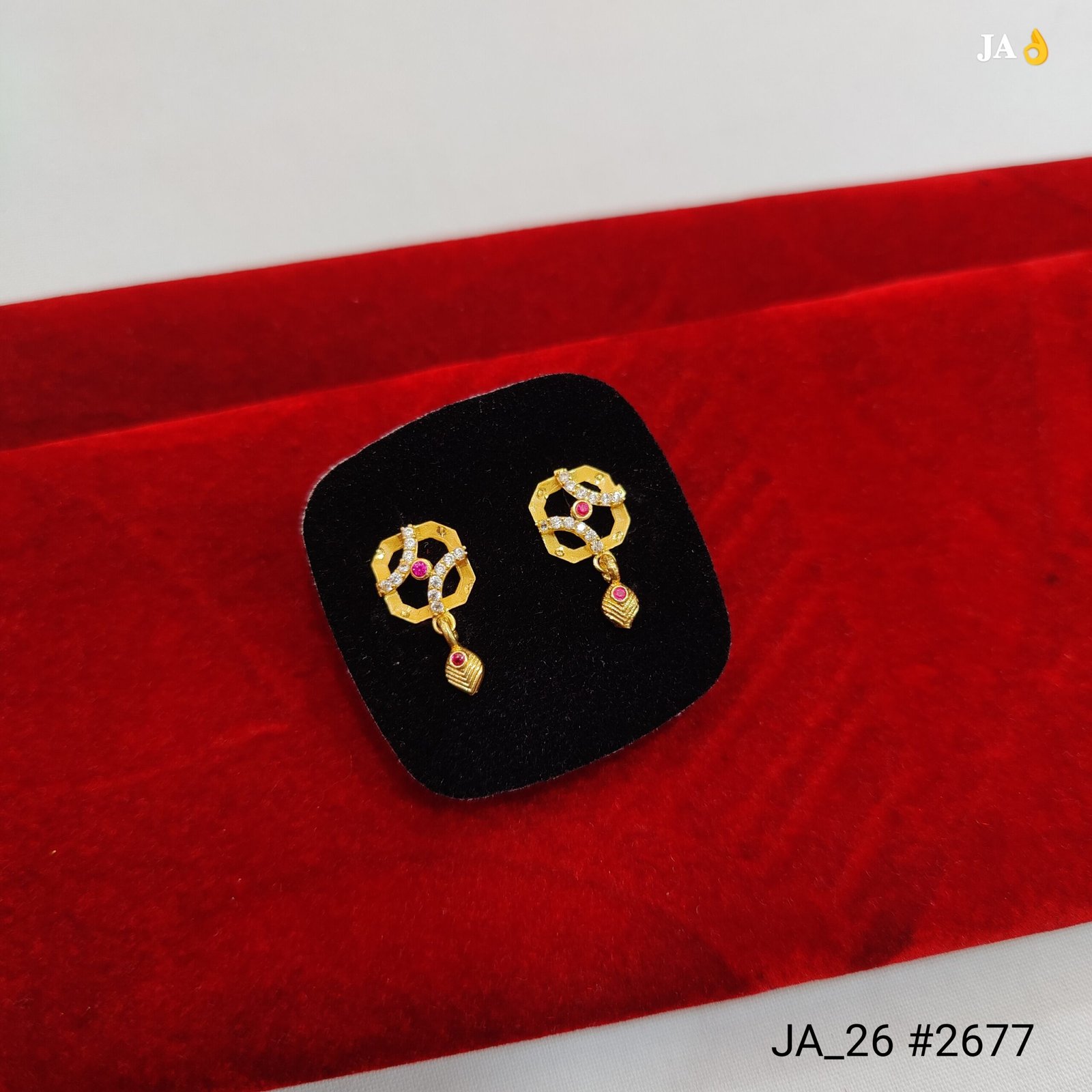 Royal Swirl Drop Gold Earrings Tops DN - 2677