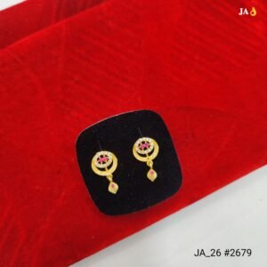 Ruby Bloom Gold Drop Earrings Tops DN - 2679