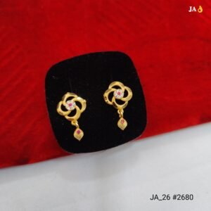 Golden Petal Ruby Drop Earrings Tops DN - 2680