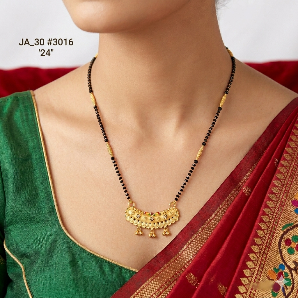 Rajwadi Meenakari Half-Moon Mangalsutra DN-3016