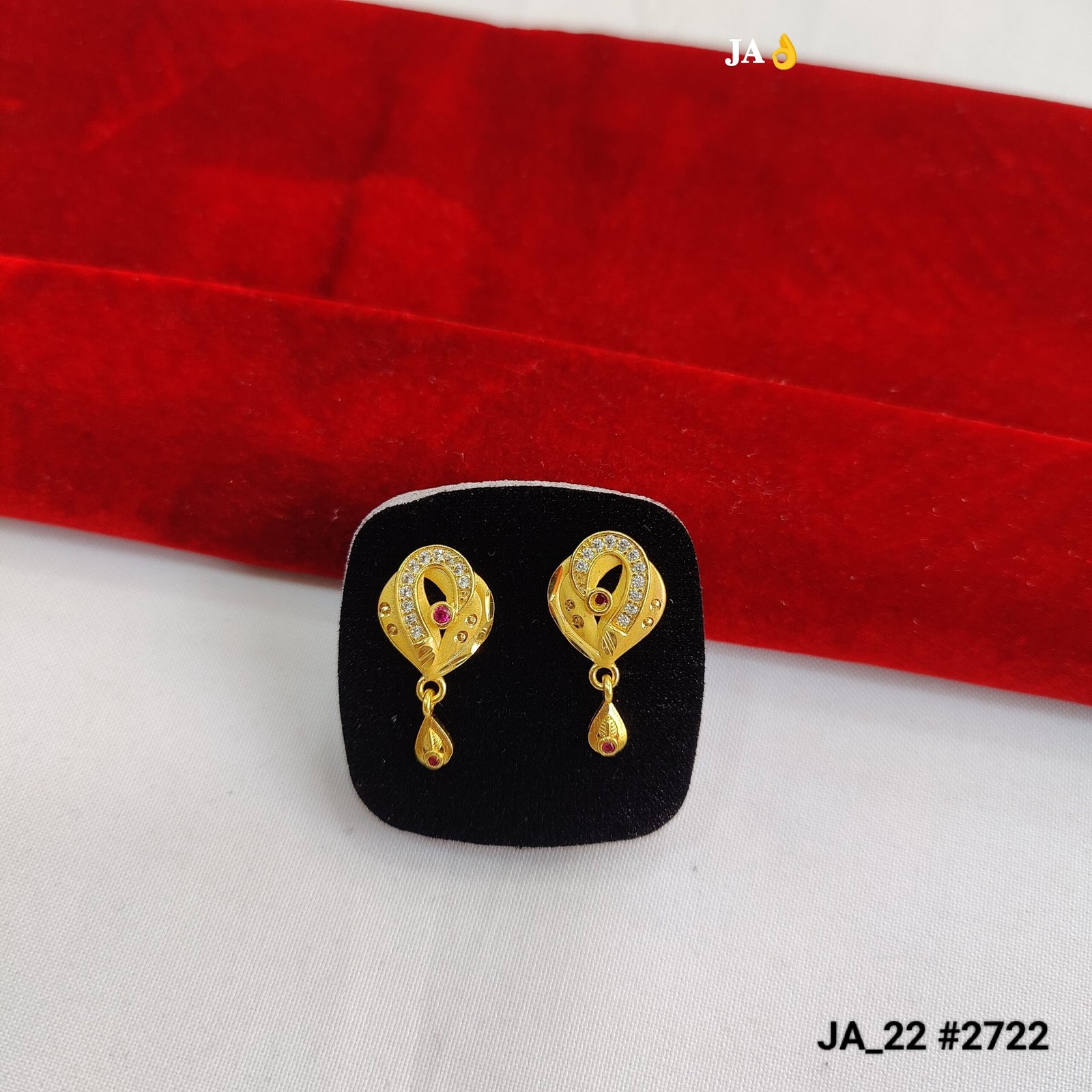 Royal Gold-Plated Ruby Earrings  DN - 2722