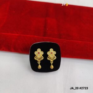 Luxury Teardrop Ruby & Diamond Ethnic Earrings DN - 2723