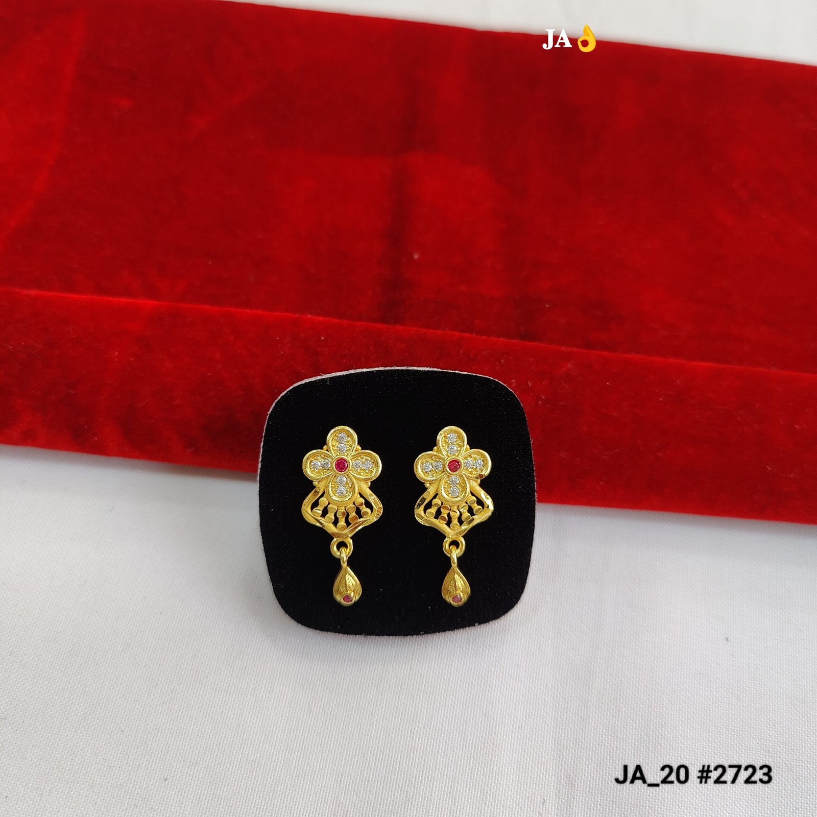 Luxury Teardrop Ruby & Diamond Ethnic Earrings  DN - 2723