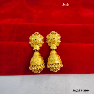 Bloom-Petal Golden Meenakari Jhumkas DN- 2804