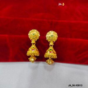 Gold-Plated Jhumkas with Lotus-Bud Drop DN- 2813