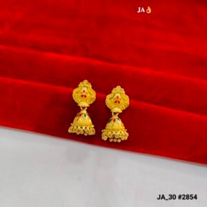 Heart-Shaped Floral Gold Bell jhumka  DN- 2854