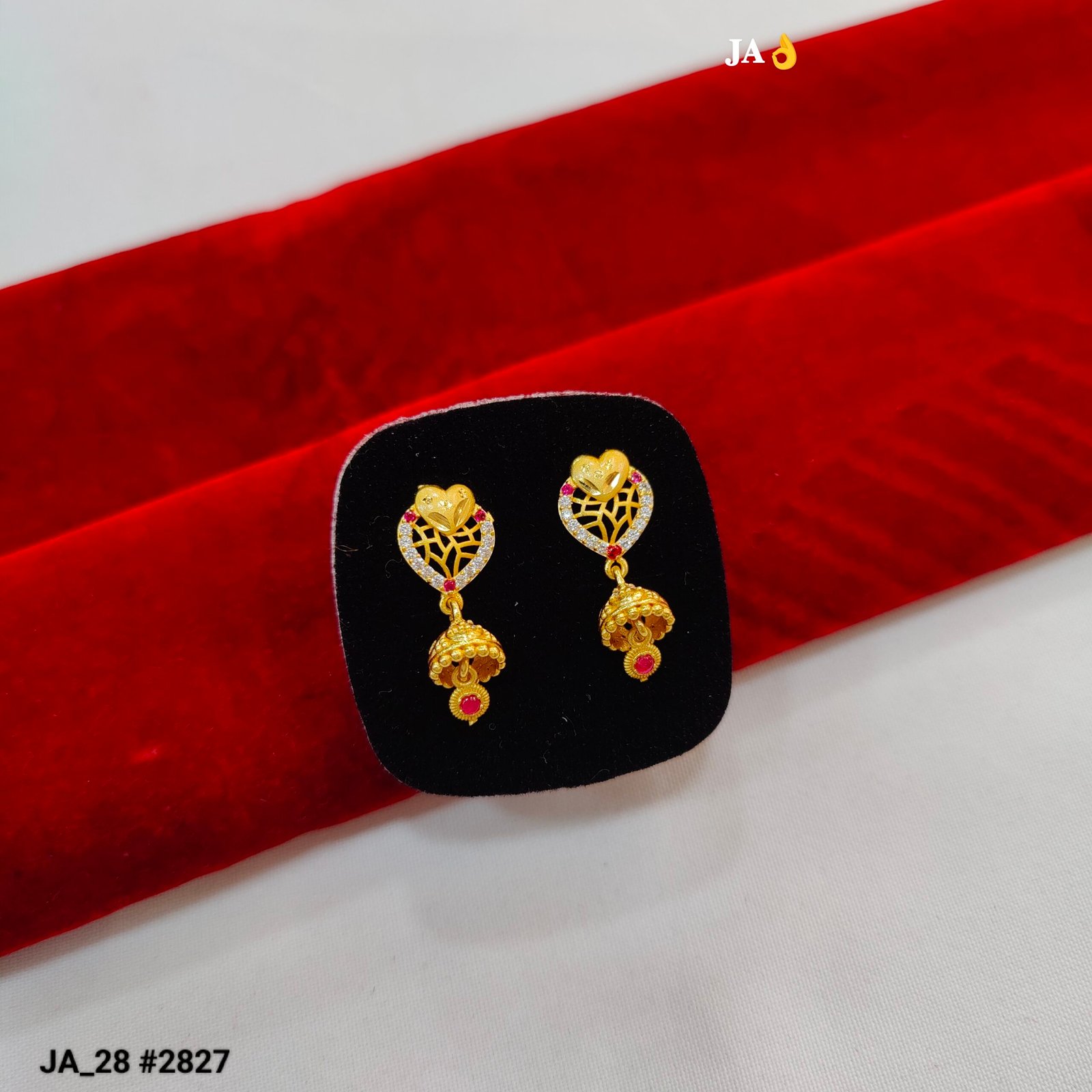 Gold Plated Heart-Filigree Jhumka Earrings DN - 2827