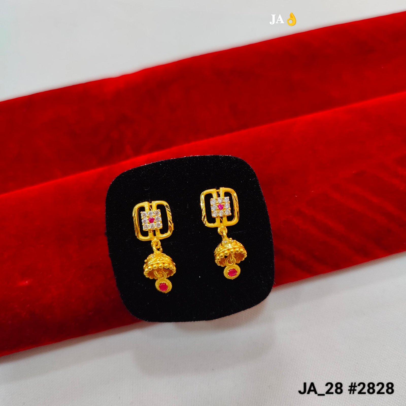 Gold Plated Dual-Frame Jhumka Earrings DN - 2828