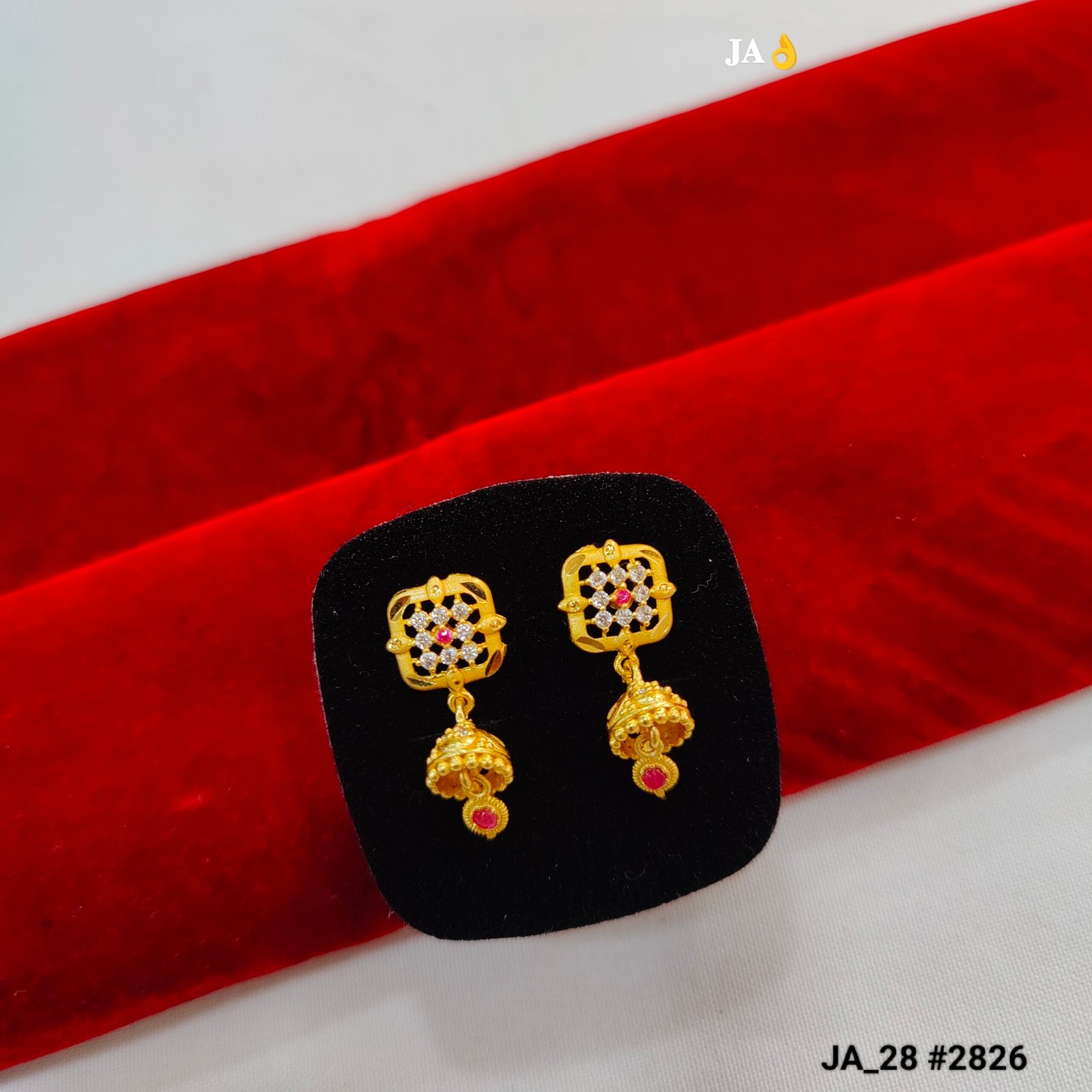 Elegant Square-Grid Stud Drop Jhumkis DN - 2826