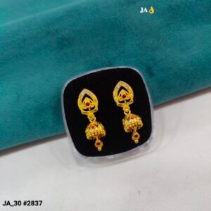 Premium Leaf-Pattern Gold-Plated Jhumka Earring DN - 2837